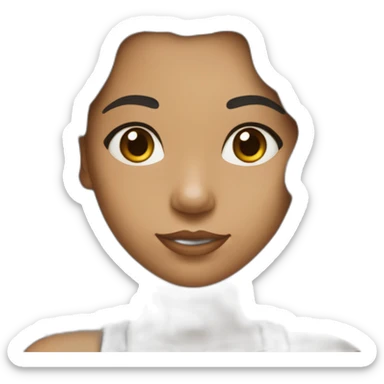 une jeune fille au cheuveux noir avec des taches de rouseur et la peau blanche sticker