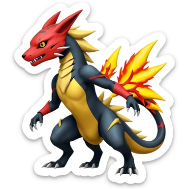 Edgy futuristic Zeraora-Salandit-Renamon-fusion sticker