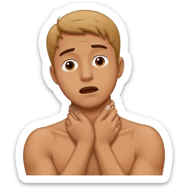 Man choking himself with hands around his neck sticker
