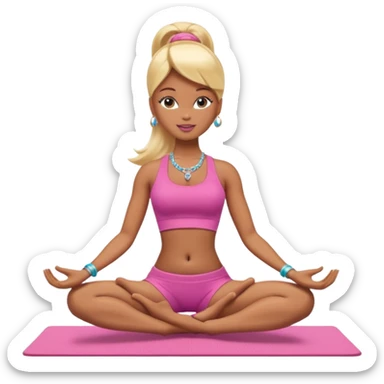 Brown skin blonde hair Barbie doing yoga with belly button pierced sticker