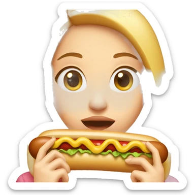 girl in eating hotdog sticker
