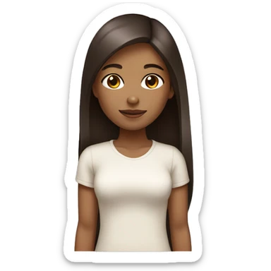 Light brown skin color girl with dark brown medium straight hair  sticker