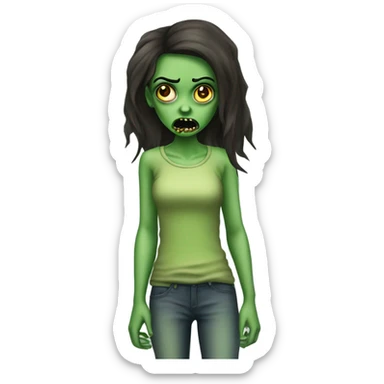 Brunette zombie girl in horror zombie green skinny  sticker
