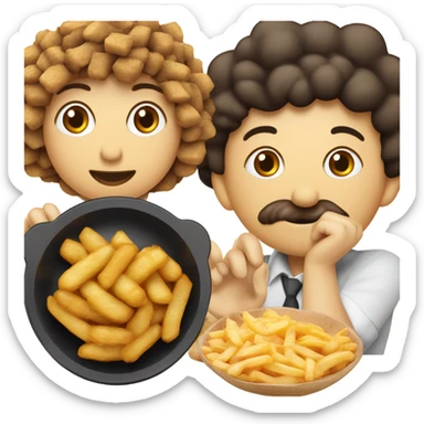 prato de comida de arroz, feijão, bife, batata frita e ovo frito sticker