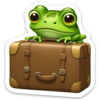 a frog with a suitcase sticker