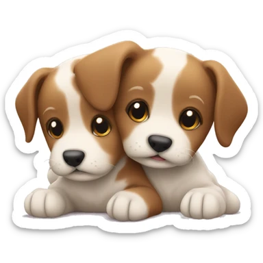 Two puppies hugging sticker