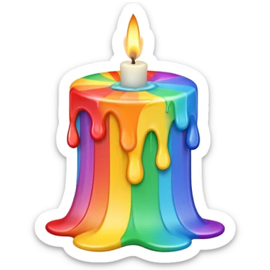dripping candle with rainbow waves  sticker