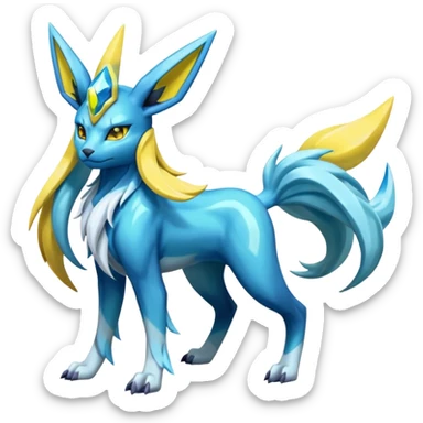 Shiny Dark Edgy Suicune-Glaceon-Manectric-Aurorus-Fakémon-hybrid-creature (full body)  sticker
