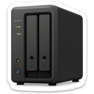 a generic NAS device with blinking status lights, simple and recognizable, not branded sticker