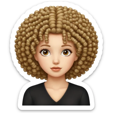 white girl with curly afro sticker