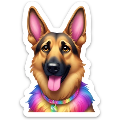 Rainbow Lisa frank German shepherd  sticker