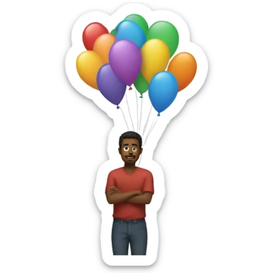 Man with big balloons instead of hands sticker