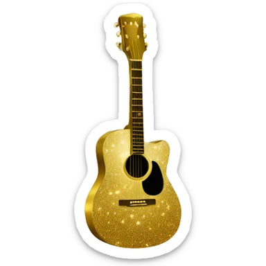Gold sparkly acoustic guitar sticker