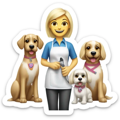 Blonde dog groomer  sticker