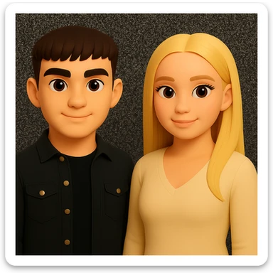 Make the people stand a little further apart from each other, preserving the original style and background as in the reference image. sticker