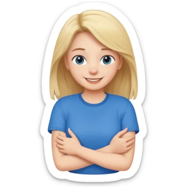 Girl smiling and hugging herself sticker