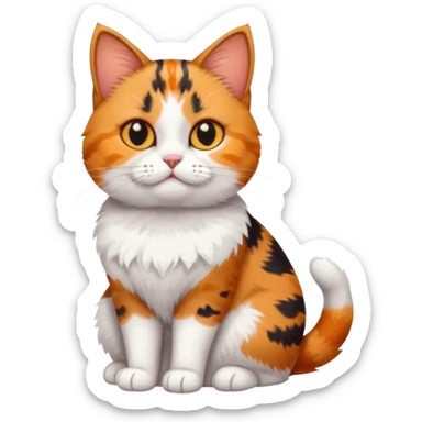 full body calico tabby + white cat with small head and short but chubby body sticker
