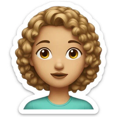 round face-large forehead- wavy hair- slightly brown girl giving a kiss sticker