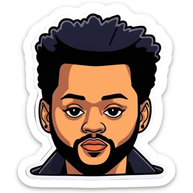 2011 illustration of The Weeknd,  canadian celebrity and singer from Toronto, must be ultra hyperrealistic, and mirco-detailed, 3D sticker design.
 Must be 8k hd, 8000x8000px resolution. Must use very thin transparent smooth lines, around sticker  sticker