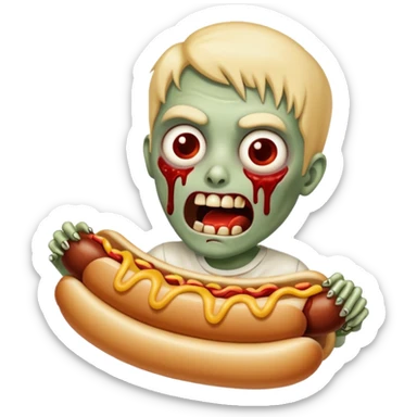 A bloody zombie eating flesh like a hot dog sticker