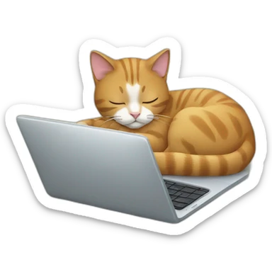 cat sleeping on a laptop sticker