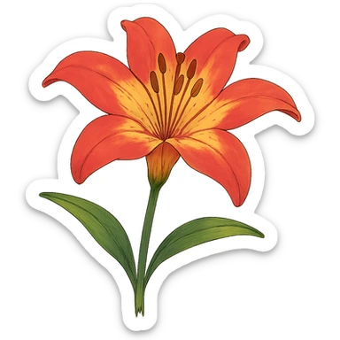 red and yellow lily flower sticker