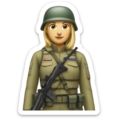 White female soldier with rifle sticker