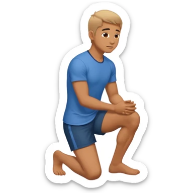 naked man kneeling side view sticker