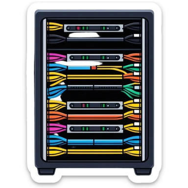 Messy IT network rack sticker