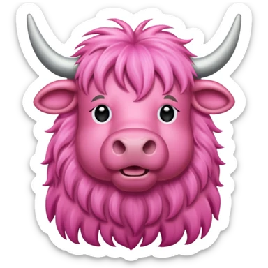 Pink highland cow sticker