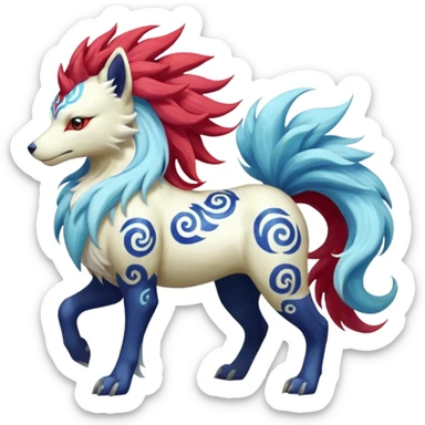 Tropical Tiny Marked Patterned Tribal Shiny Albino Painted Oriental Asian Patterned Tropical Exotic Toxic Suicune-Solgaleo-Rapidash-Arcanine-Absol-fusion-hybrid-creature (full body) sticker