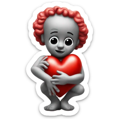 Manneken Pis with a big red heart sticker