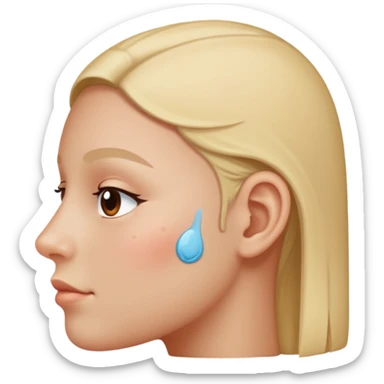 cheek from the side, with a pimple patch sticker