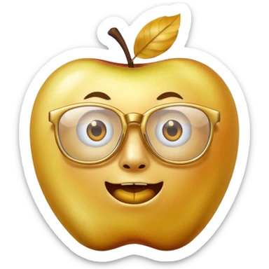 scary golden apple with glasses sticker
