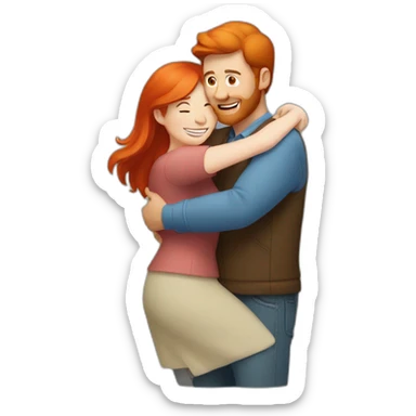 hug man and redhead woman sticker