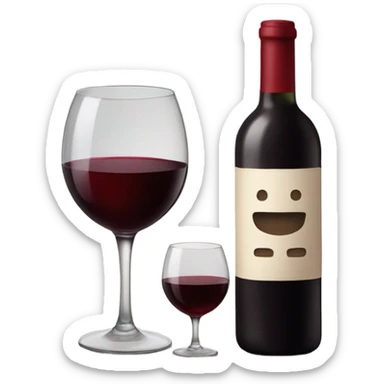 bottel of red wine and glas sticker