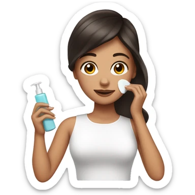 Brunette girl applying skincare  sticker