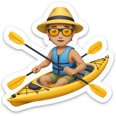 Yellow sea kayak with male paddler sticker