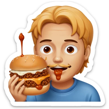 person eating sloppy joe sticker