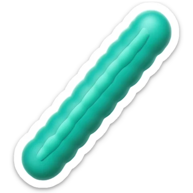 Lactobacillus bacteria emoji, thick rod shape, teal green, soft fibrous texture, clean ingredient icon style sticker