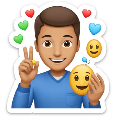 a guy shooting while holding a computer mouse and emojies coming out of that curser sticker