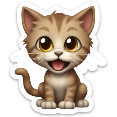 brownt very angry hissing kitten sticker