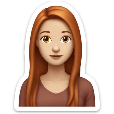 white girl with long auburn hair  sticker