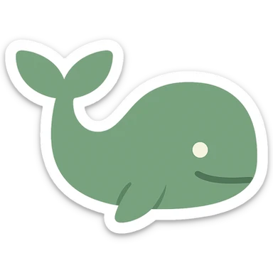 A dull green whale sticker