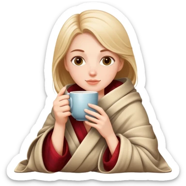 White Girl drinking tea with blanket on sticker
