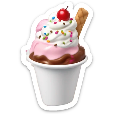 Pink ice cream sundae  sticker
