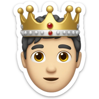 wawy dark hair white boy with a crown sticker