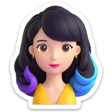 shiny 3D hairstyle with multiple colors sticker
