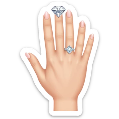 right hand with diamond ring on ring finger (second finger from the pinkie) sticker