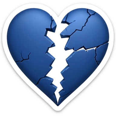 Emoji de corazón azul  oscuro roto ala mitad  sticker